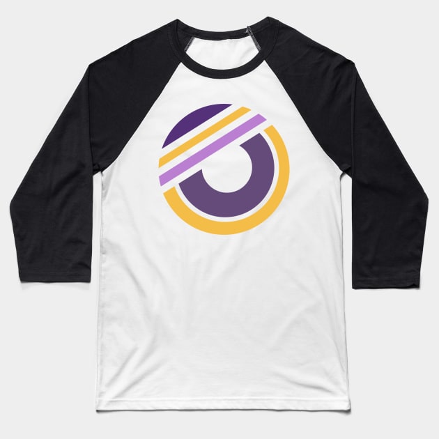 Geometric purple yellow circle skater Baseball T-Shirt by carolsalazar